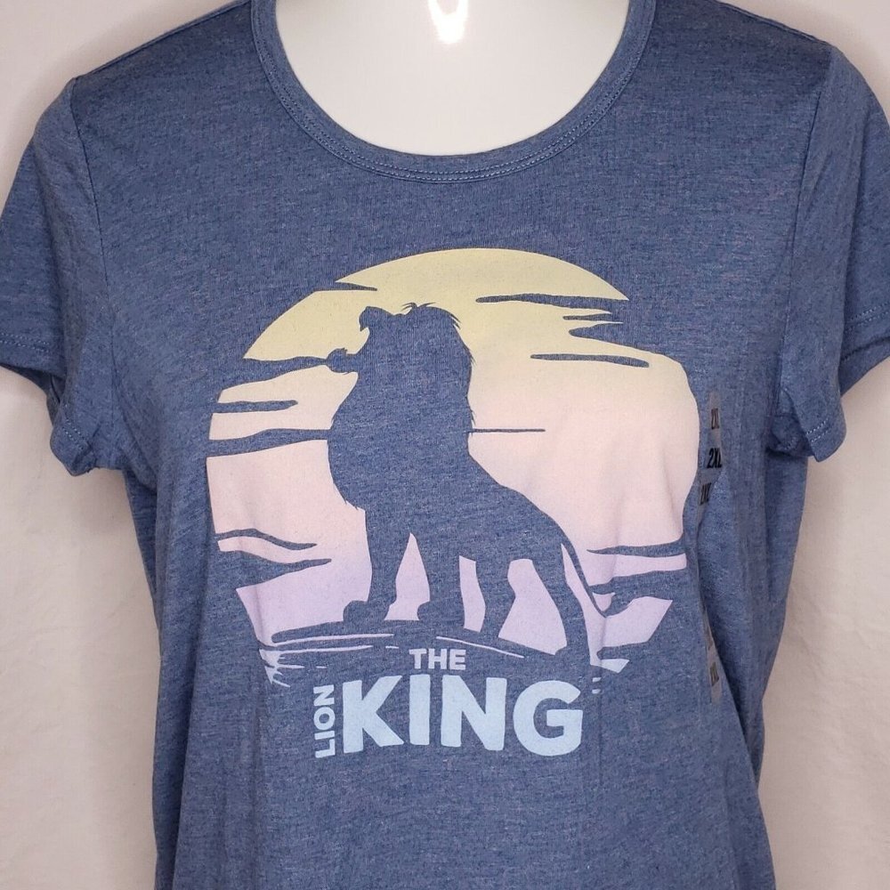 Disney The Lion King Size 2XL Juniors Short Sleeve T-Shirt Blue Mufasa New